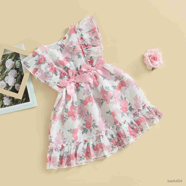 

girl's dresses ma baby 4-7 baju anak bayi perempuan balita gaun motif floral busur ruffles untuk anak perempuan pakaian anak-anak musim, Red;yellow