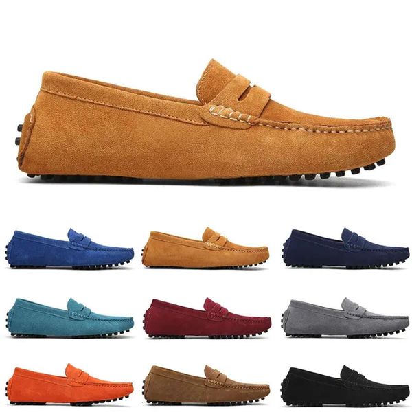 

non-brand casual suede men shoes black light blue wine red gray orange green brown mens slip on lazy leather shoe 38-45808 s