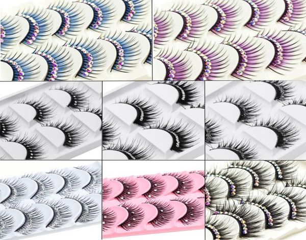 

makeup 5 pairs color glitter diamond eyelashes false eye lashes party cosplay halloween long thick natural eyelash2777421
