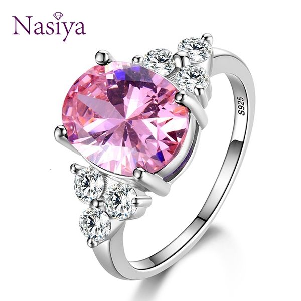 

wedding rings women's jewelry 925 sterling silver rings white pink light blue champagne zircon oval wedding ring 230808, Slivery;golden