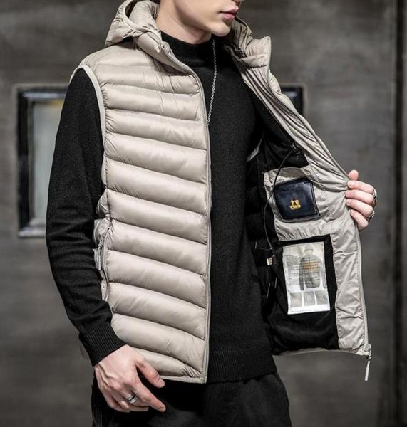 

hooded vest with many pockets men autumn winter smart heating cotton vest men outdoor flexible thermal winter warm jacket1358129, Black;white