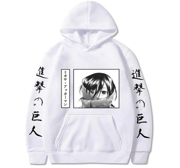 

harajuku cartoon attack on titan kawaii mikasa ackerman hoodies men funny manga shingeki no kyojin graphic oversized sweatshirt g19845553, Black