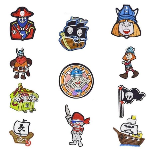 

11 pcs funny embroidery pirate badge patches apparel accessories patches for teens clothing ironing jackest bags stripe sewing pat2425575, Black