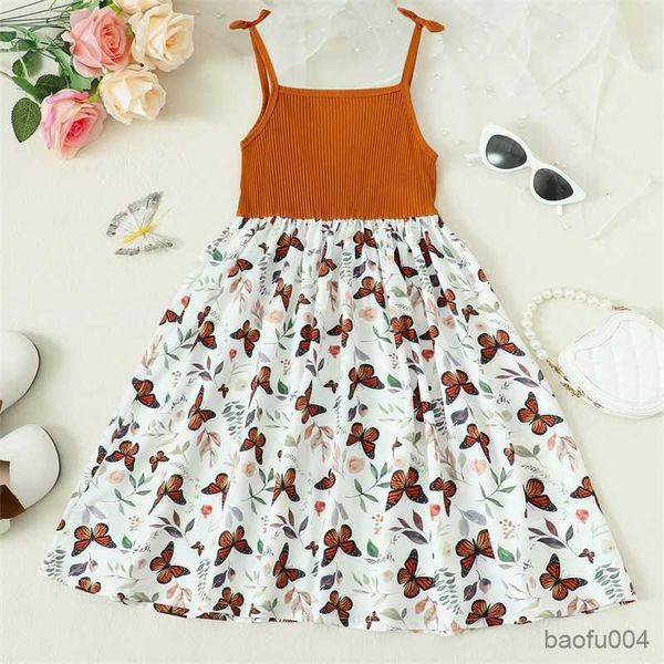 

girl's dresses gaun anak perempuan anak-anak ma bayi gaun pesta pinggang tinggi berlapis kupu-kupu floral tanpa lengan r230808, Red;yellow