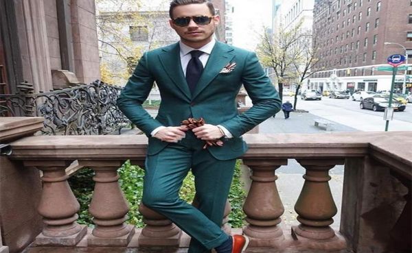 

dark green mens wedding tuxedos notch lapel groom groomsmen tuxedos popular man blazers jacket excellent 2 piece suitjacketpants4119578, Black;gray