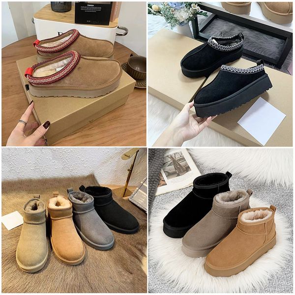 

womens classic ultra mini platform boots booties australia tazz suede shearling platforms slippers women winter warm wool shoes outdoor fash, Black