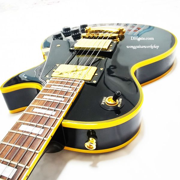 

chinese guitar shop 1969/70 reissue lp black custom beauty vintage glossy black maple solid mahogany electric guitar