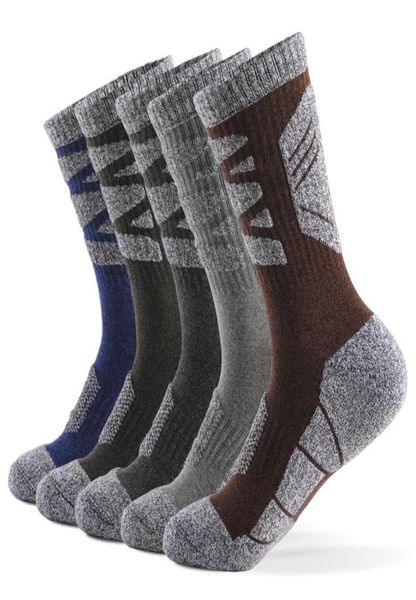 

new men sports socks professional ski socks thick knit winter athletic fitness breathable quick dry 5pairs4812777, Black
