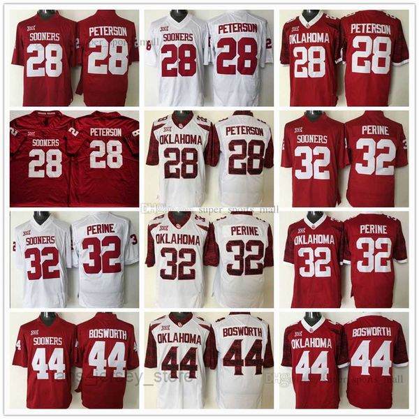 

ncaa oklahoma sooners college football jerseys 44 brian bosworth 28 adrian peterson 32 samaje perine stitched jersey red white black