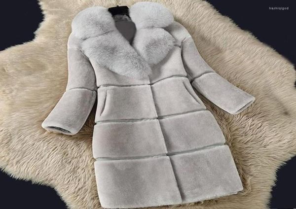 

women039s fur faux winter coats warm with collar slim female office lady elegant long cardigan4122535, Black