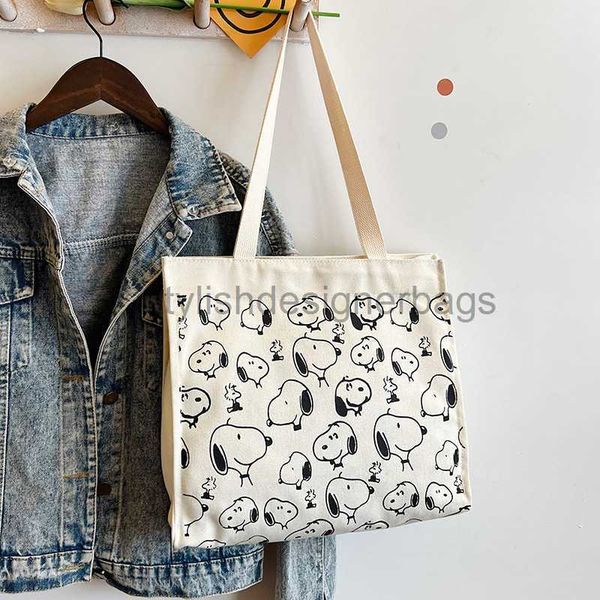 

shoulder bags large capacity cartoon canvas one shoulder women's bag 2023 summer new tote bag student classroom handbag shopping bagsty