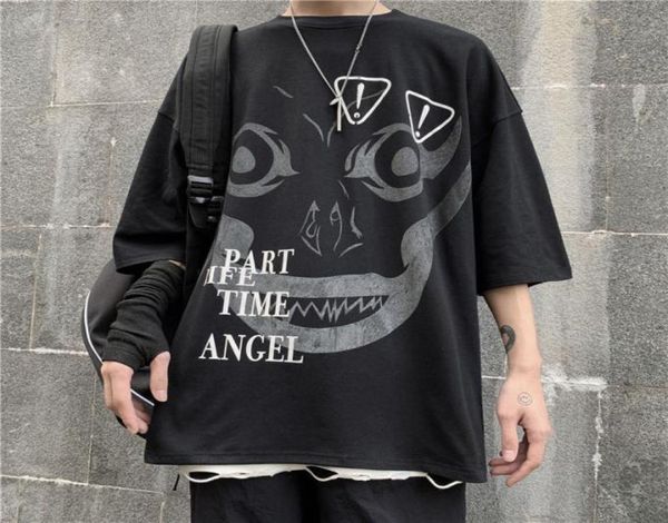 

januarysnow hip hop punk t shirt men japanese cat tshirt harajuku streetwear tshirt casual short sleeve loose summer tee jap8513126, White;black