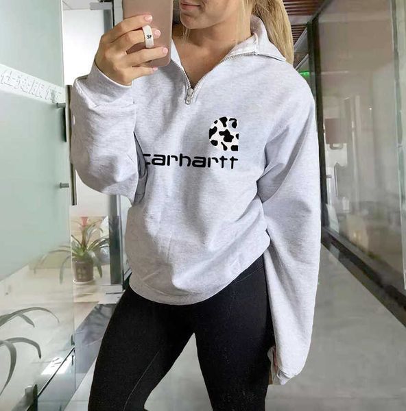 

no brand name autumn and winter women's carhart leopard print zipper sweater for women, Black