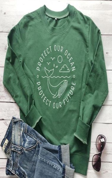 

protect our ocean protect our future sweatshirt save whale slogan women clothing cleanup beach jumper casual shirts drop y8117194, Black