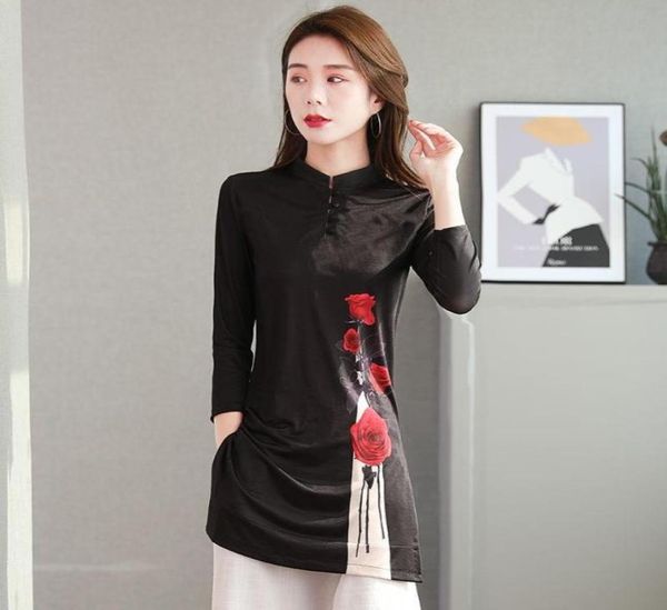 

chinese style clothing women clothes 2021 cheongsam asain traditional shirt long blouse hanfu ladies 12281 ethnic9987715, Red