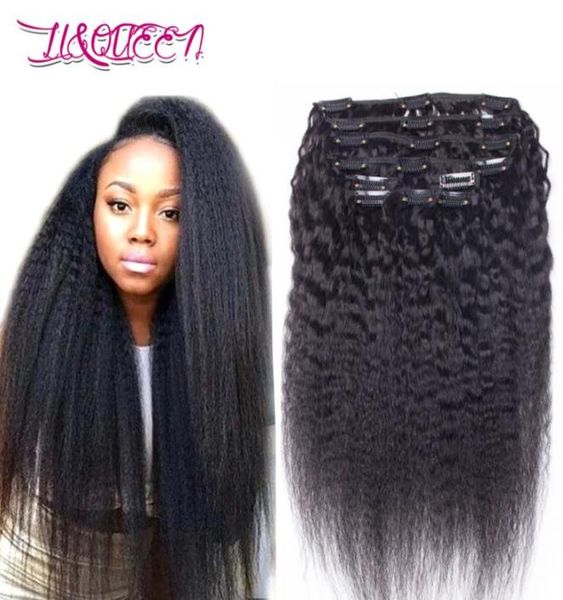 

malaysian kinky straight human hair clip in hair extensions natural black unprocessed beauty weaves 10 pcslot 100glot39459586585492, Black;brown