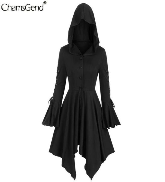 

chamsgend long sleeve gothic coats women 2019 christmas coats outwear cosplay lady solid color windbreaker costumes women7631823, Black;brown
