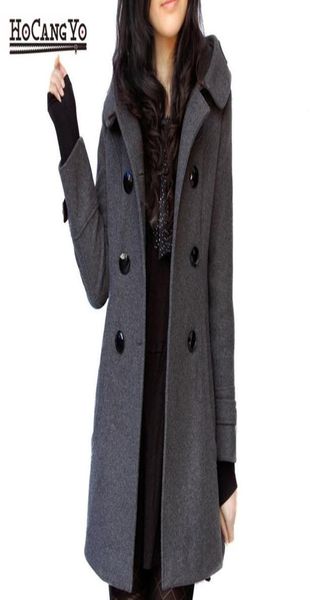 

women039s wool blends winter women long coats 2021 hooded cashmere woolen cotton and jackets casual slim plus size coat1758197, Black