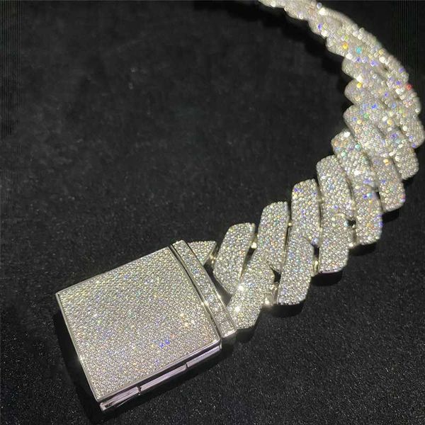 

gra certificated 26mm iced out hip hop men jewelry thick heavy big guy vvs moissanite cuban bracelet full iced out cuban links, Silver