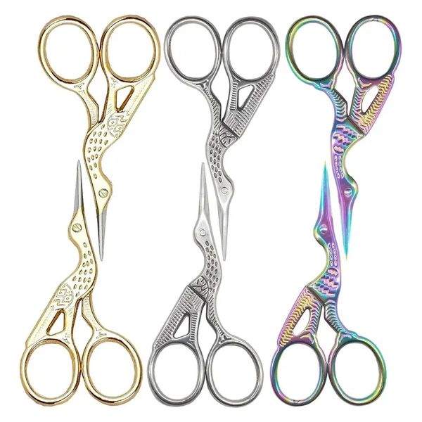 

6pcs mini stainless steel tip classic stork crane design scissors hair cutting scissors shears