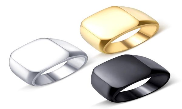 

stainless steel band ring high polished simple signet solid biker rings for men women4559253, Silver