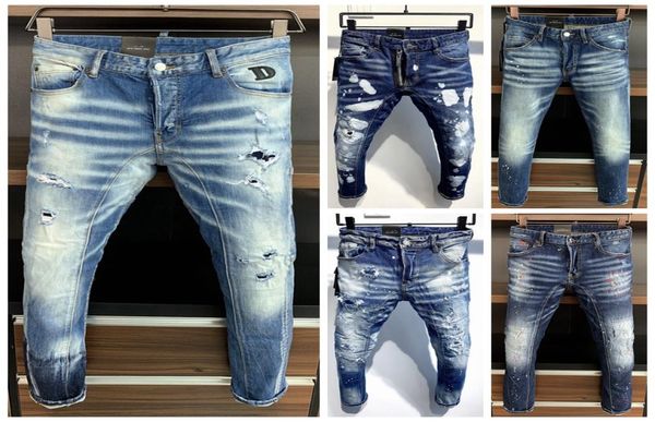 

latest listing skinny jeans for men ripped holes jeans motorcycle biker denim pants men brand fashion designer hip hop mens jeans 5064682, Blue