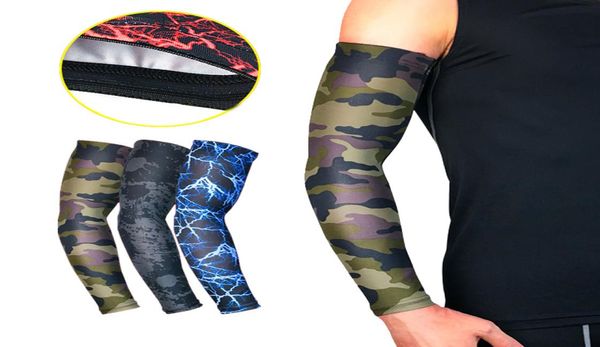 

1 pair quality high elastic men sports long arm sleeve warmers basketball shooting elbow pads protector stretch padded support gua6950502, Black;gray