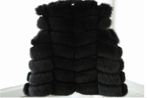 

whole2015 whiteblack winter women knitted rabbit amp fox fur vest plus size real natural rabbit fur coat jackets long cole7387560, Black