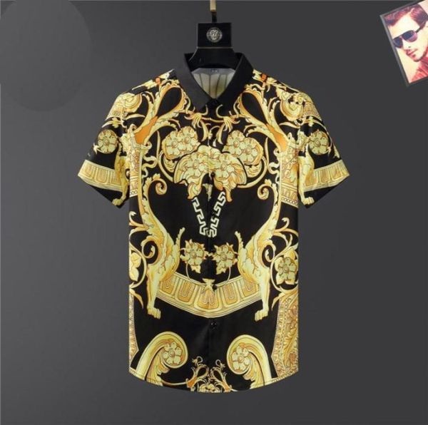 

europe 2022 summer new men039s printed short sleeve shirt breathable and handsome shirt17479444343481, White;black