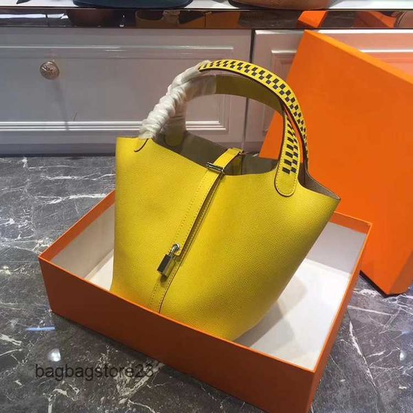 

togo spring/summer women's hremes bags bag 2023 picotin leather handheld lock water bucket original designer tote palm pattern basket 2