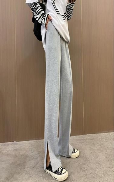 

women039s pants capris cotton solid white sweatpants for women sportswear joggers oversized trousers 2021 korean wide leg hig2730053, Black;white