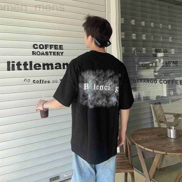 

women's t-shirt designer b family mist letter printing mesh red loose men's and short sleeve t-shirt xci7, White