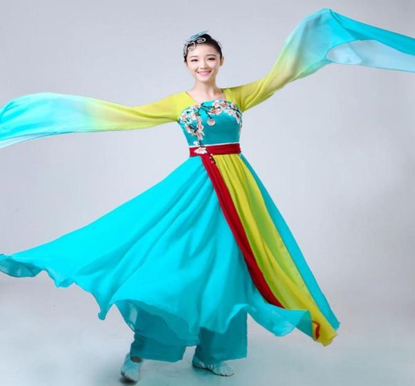 

classical dance costumes female elegant chinese style practice dance clothes sleeves yangko clothing modern clothes3535975, Black;red
