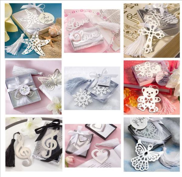 

wedding party favors gifts stainless steel love bookmark favors decorations with tassel ribbon and display box3178202