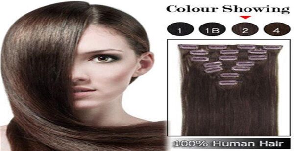 

brazilian human hair straight clip in hair extensions 7pcs full head set 16quot22quot multiply colors fast 5697391, Black;brown