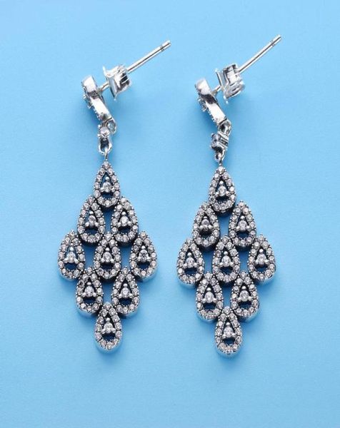 

925 sterling silver cascading glamour teardrop dangle drop earrings with clear cz fits european p style jewelry fashion earr3486483