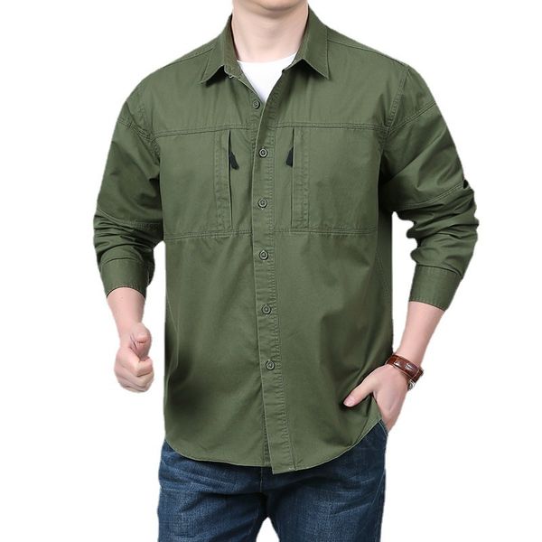 

spring autumn fashion long sleeve shirt men casual military work shirts cargo overshirt male oversized loose undies xxxxl, White;black
