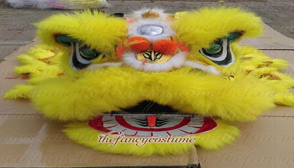 

smart yellow southern children lion dance mascot costume sports toys theater outdoor christmas days pure wool game handmade stage 4164106, Red;yellow
