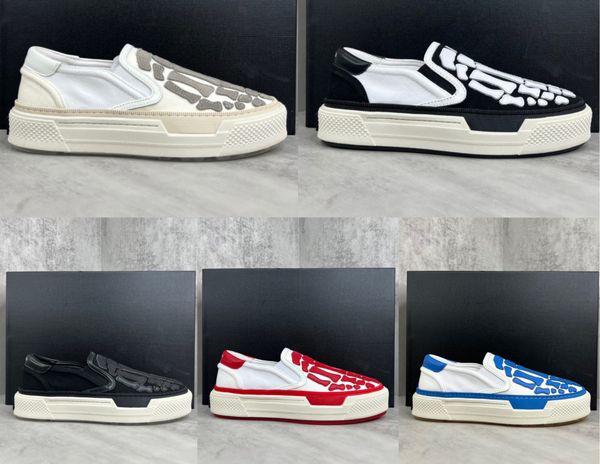 

designer shoes slip on men luxury designers sneaker women platform leather casual ami shoe skel low lace up mens women sneakers with box, Black