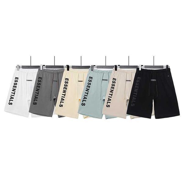 

trendy brand five piece pants for men's esential double thread adhesive three-dimensional letters and women's shorts, Black