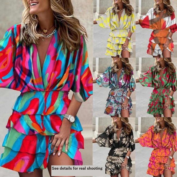 

item autumn bat sleeves v collar hems irregular dress womens, Black;gray