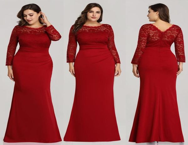 

women039s plus size dresses fashion long sleeve trumpet maxi dresses floorlength dinner party skintight ball gown lace evenin7336396, Black
