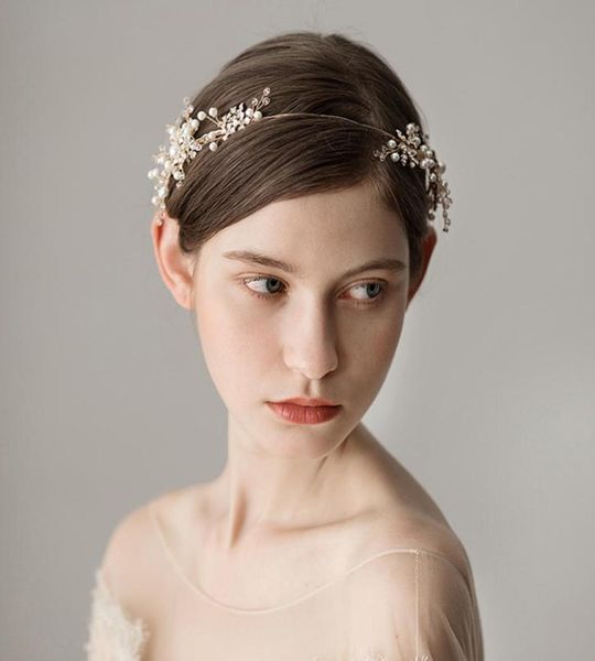 

romantic gold pearl bridal hairband wedding hair accessories crystals bridal hair bohemian pearls headpiece coronas de boda cpa14295352861, Silver