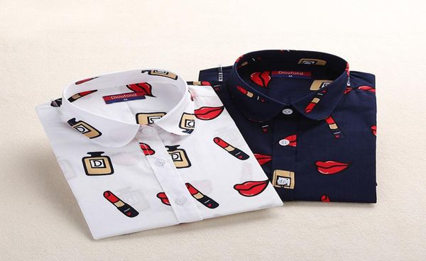 

whole cotton summer women blouses print shirts long sleeve vintage ladies big sizes blusas womens plus size 5xl clothing5395059, White