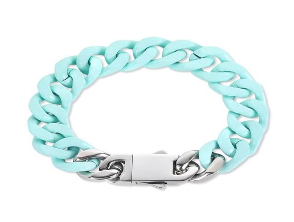 

titanium steel hiphop chain paint men039s bracelet necklace trendy fashion simple cuban link5894753, Black