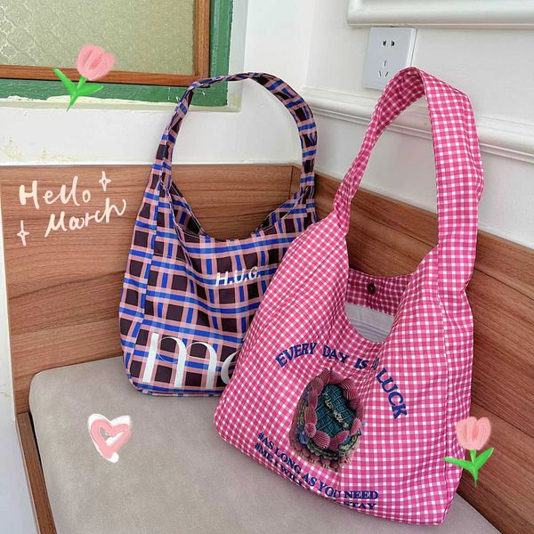 

shoulder bags checkered niche girl crossbody bag large capacity cute shoulder dopamine berry powder dressing one backpack