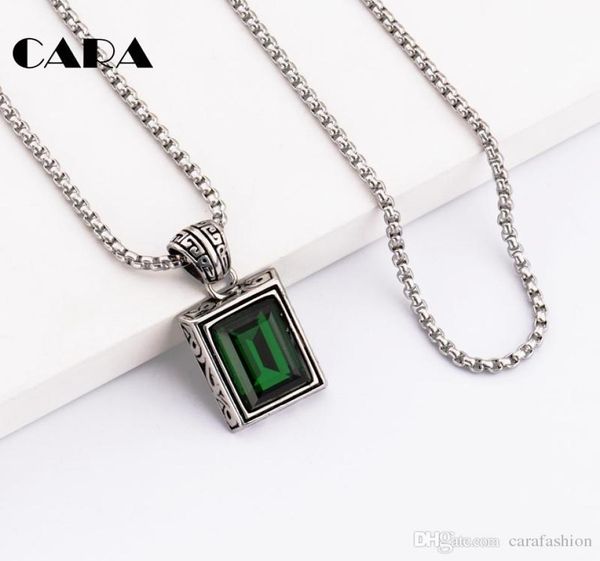 

new arrival chic 316 stainless steel men necklace pendant big square crystal hip hop punk necklace for men jewelry cagf02198128825, Silver