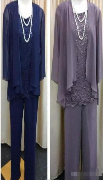 

elegant chiffon mother of the bride pants suits jacket long sleeves lace beaded custom made plus size formal evening wedding party7431526, Black;red