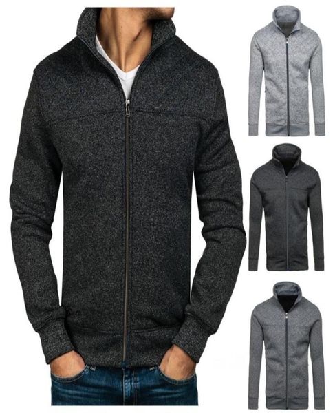 

new autumn fashion young man zip hoodie fashion pure color simple style pullovers7144571, Black