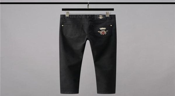 

men039s jeans high 2021 classical vintage morden luxurious embroidered bee crown cotton denim pants comfort casual 2838 n4042201284, Blue